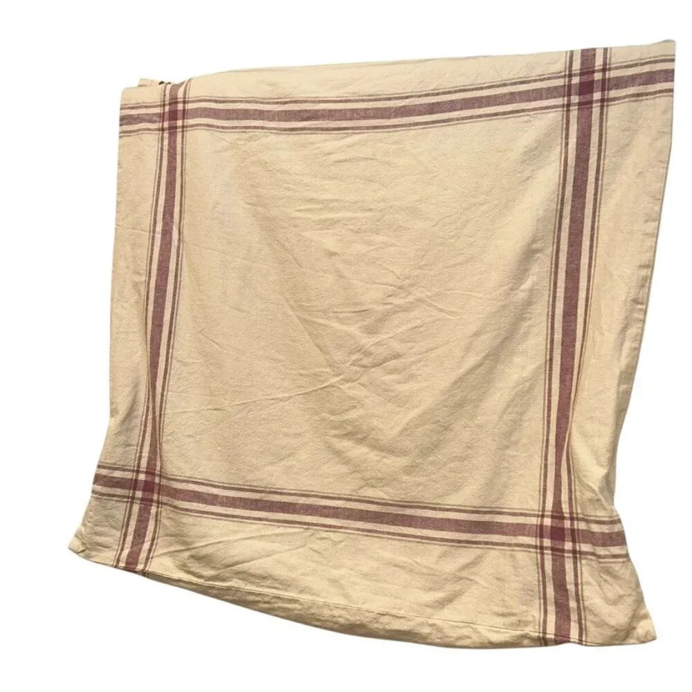 pottery barn LINEN cotton ecru lavender tablecloth pair 2 pillow covers …
